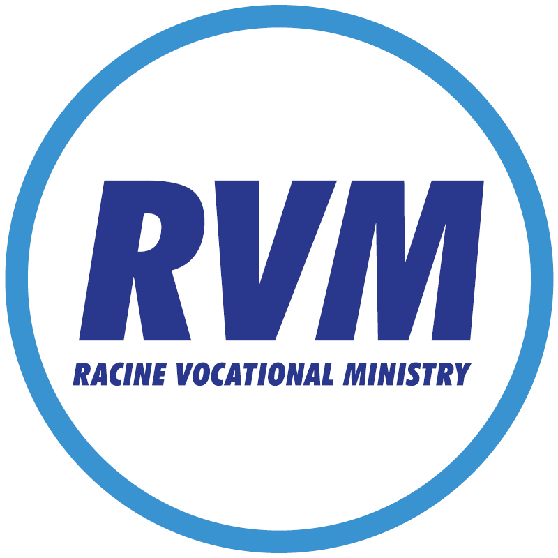 Racine Vocational Ministry logo in blue, SVG